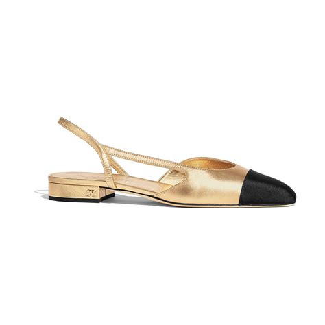 chanel gold e gold slingback|Chanel slingbacks shoes.